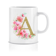 Lade das Bild in den Galerie-Viewer, Buchstabentasse Gold-Rosa Blumen