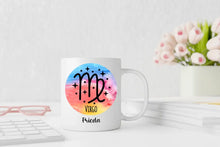 Lade das Bild in den Galerie-Viewer, personalisierte Tasse-Sternzeichen-Jungfrau-Namenstasse-Linkshänder