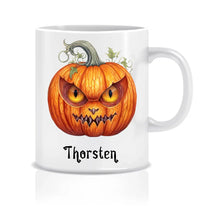 Lade das Bild in den Galerie-Viewer, Personalisierte Halloween-Tasse von Wish Print mit Name und Kürbis